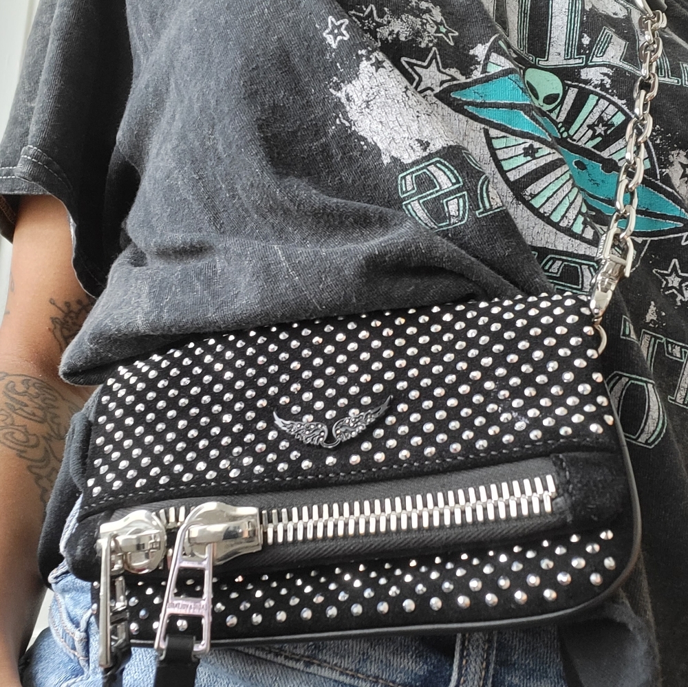 Zadig & Voltaire Rhinestone Crossbody Suede Bag